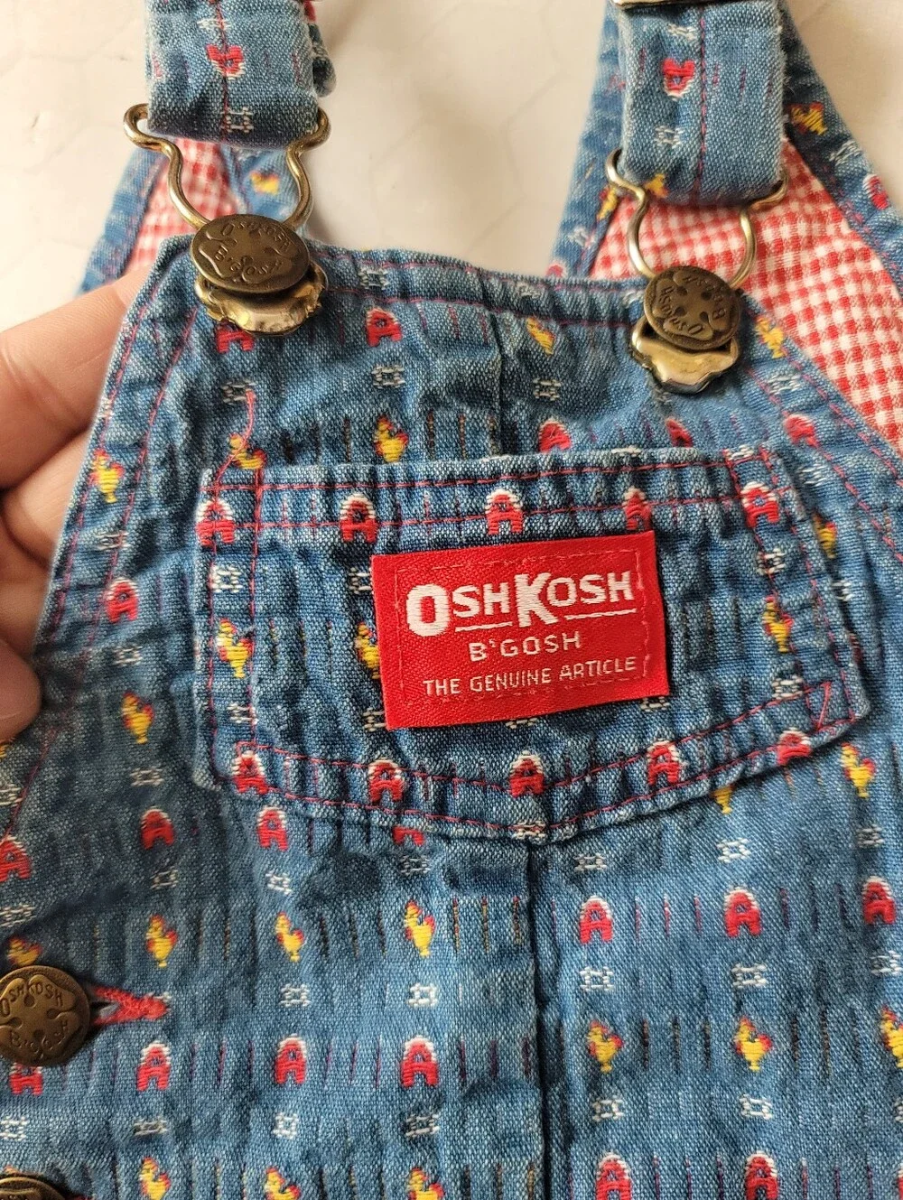 Chicken Overalls Oshkosh B'gosh 6/9M Barn Farm Country Vestbak Made In USA VTG